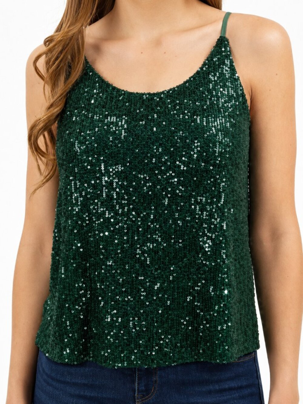 NWT Grace & Lace Emerald Green Sequin Cami Tank Top Size S